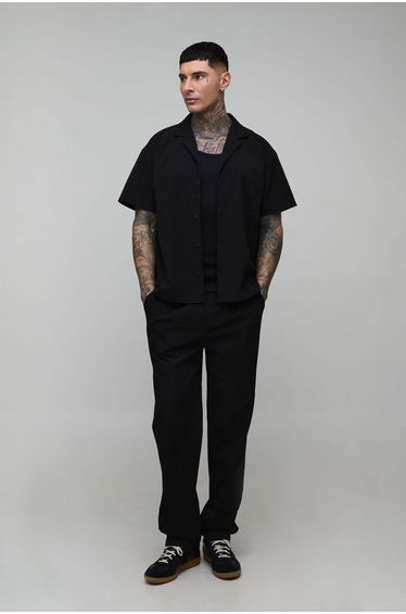 Tall Technical Stretch Boxy Shirt & Trouser - black