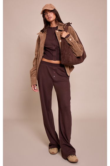 Dark Brown Super Soft Wide Leg Trousers