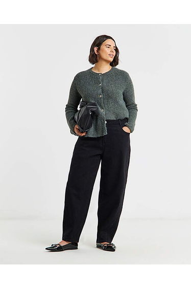 Black Seamed Barrel Leg Jean