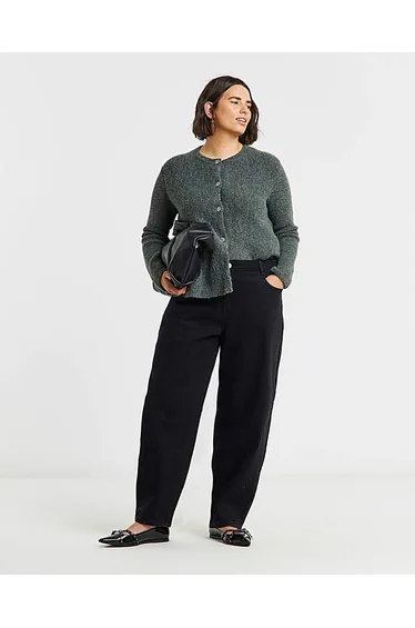 Black Seamed Barrel Leg Jean