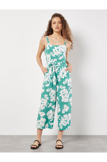 Floral Silhouette Wide-Leg Jumpsuit