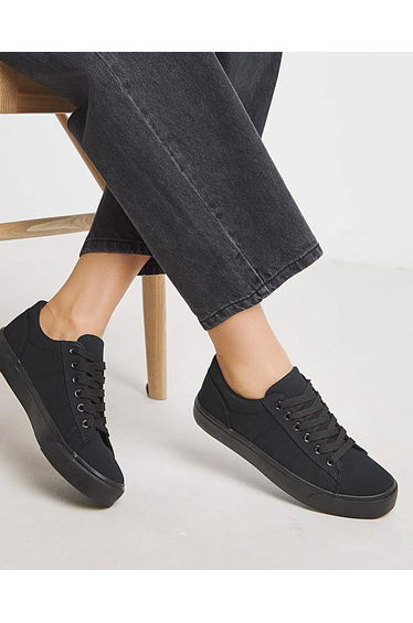 Lace Up Canvas Trainer Extra Wide