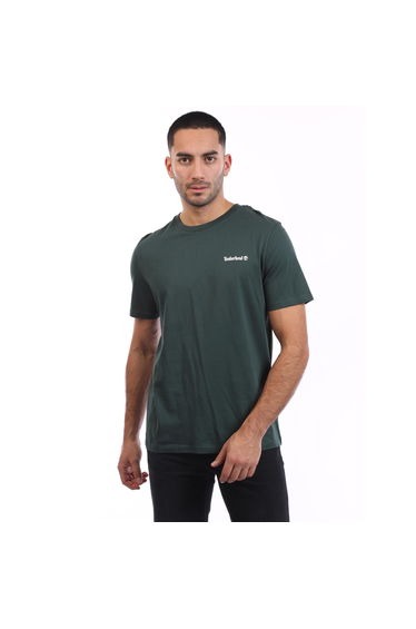 Men's Timberland Small Linear Logo Print T-Shirt in Green
