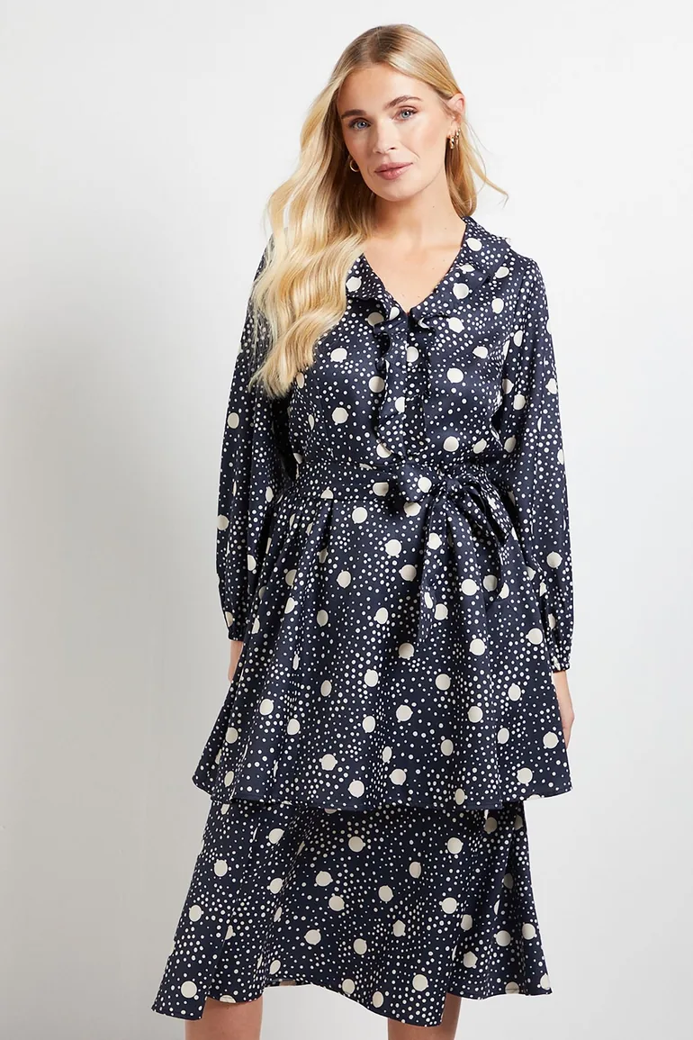 Petite Floral Ruffle Midi Dress - 1