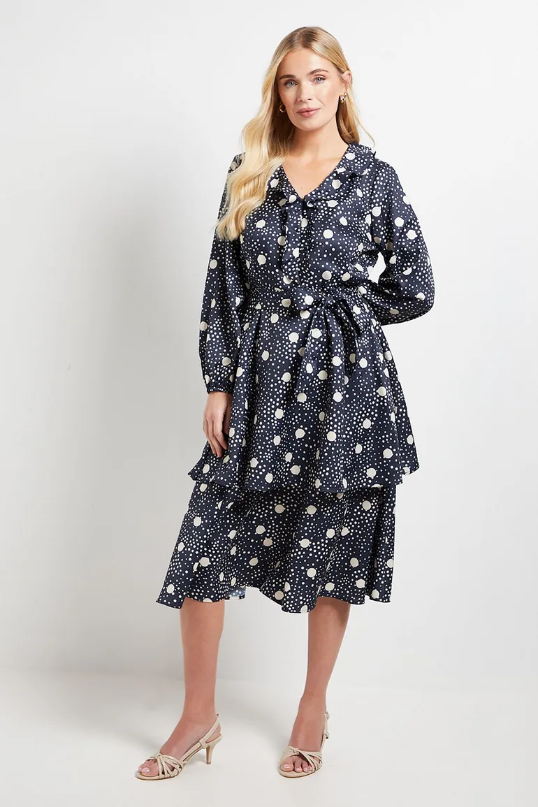 Petite Floral Ruffle Midi Dress