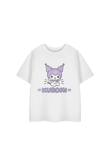 Hello Kitty Girls Kuromi Heart Short-Sleeved T-Shirt - White