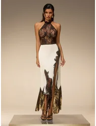 Euthymia Halterneck Lace Maxi Dress
