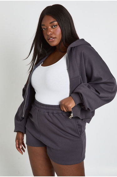 Plus Thick Waist band shorts - charcoal