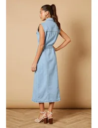 فستان ميدي بحزام خصر بجيوب - 3