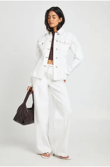 Seam Detail Straight Leg Jean - ecru