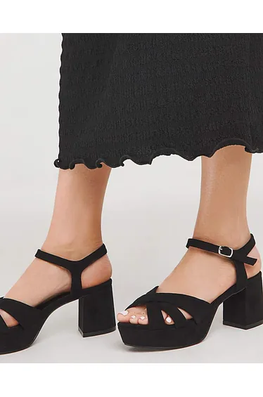 Strap Detail Platform Sandal Ex Wide