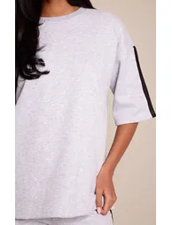 Tall Grey Side Stripe Sweat Tshirt - 3