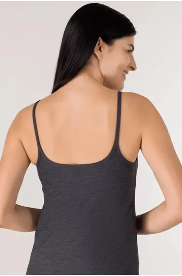 بلوزة بحمالات رفيعة - رمادي