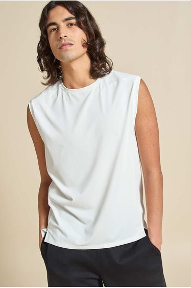 Sports Tank Top with Mesh Sides WHITE