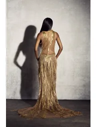 Kimberley Sleeveless Beaded Fringe Maxi Dress - 4