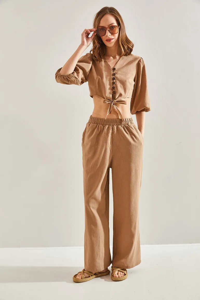 Women's Vest Tied Bottom Top Set - 3
