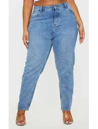 Plus Mid Washed Mom Jean - 1