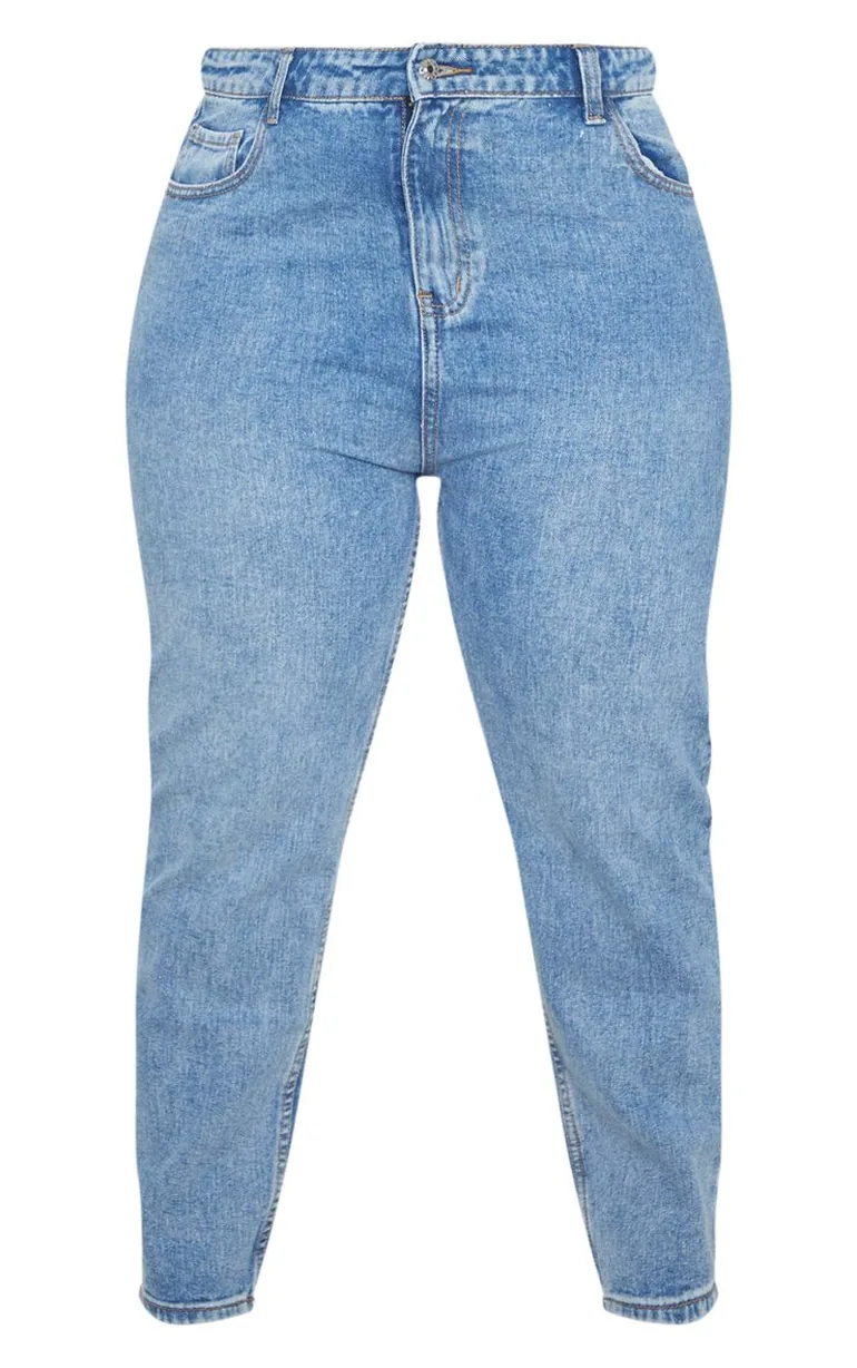 Plus Mid Washed Mom Jean - 4