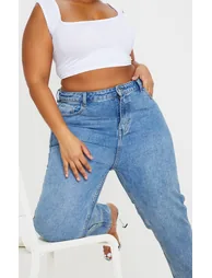 Plus Mid Washed Mom Jean - 3