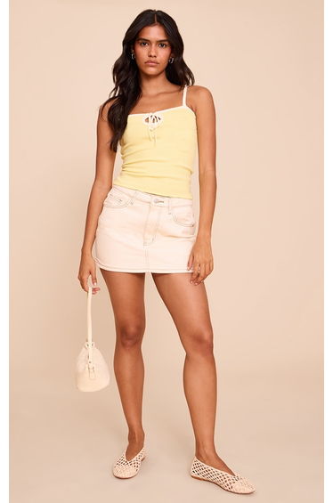 Lemon Contrast Tie Cami Top