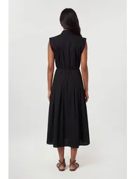 Cotton Poplin Button Up Midi Dress - 2