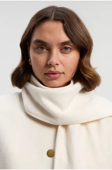 Brushed Wool Detachable Scarf Tailored Short Coat