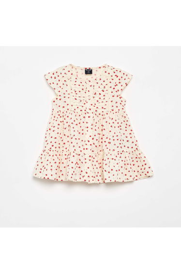 Printed plumetis dress RED