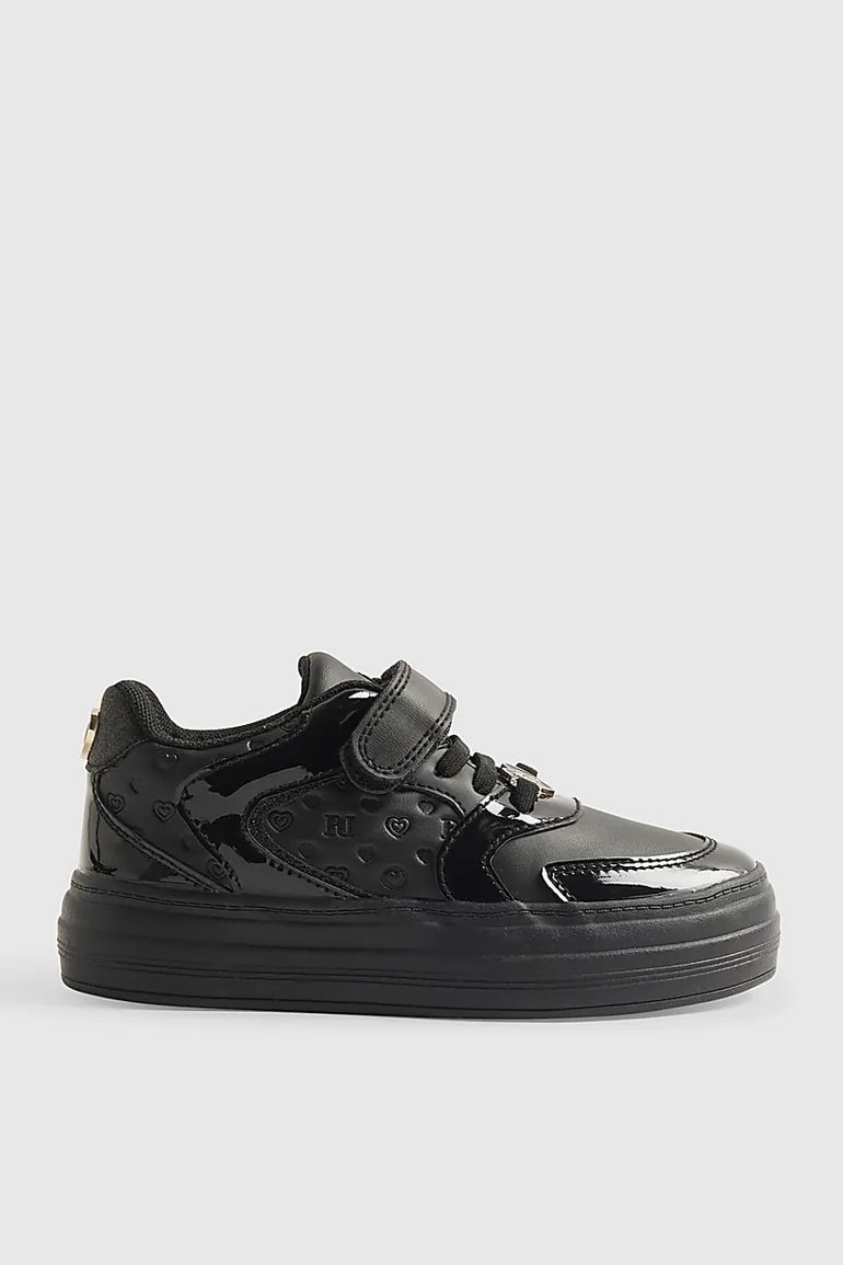 Girls Black Plimsole Trainers - 1