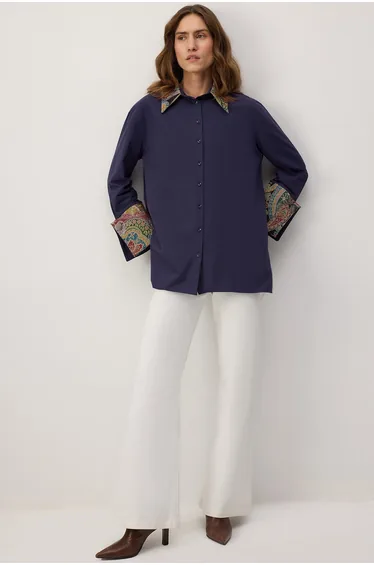 SHIRT WITH ETHNIC PATTERNED DETAILED