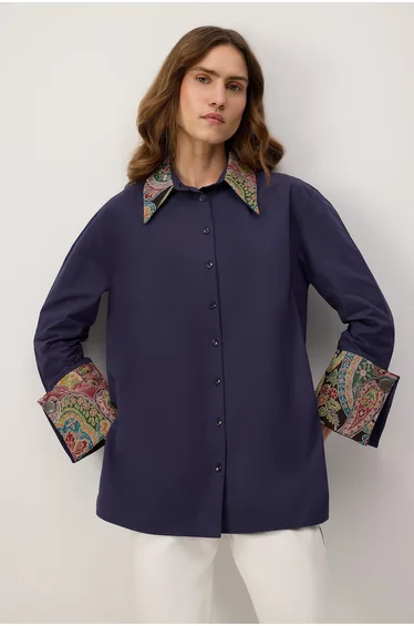 SHIRT WITH ETHNIC PATTERNED DETAILED