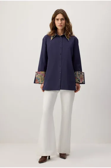 SHIRT WITH ETHNIC PATTERNED DETAILED