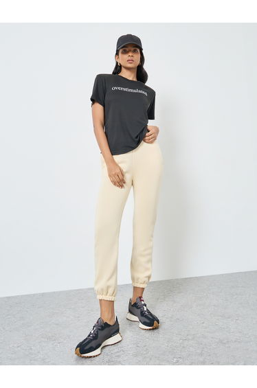 Women Black Slogan Print T-Shirt