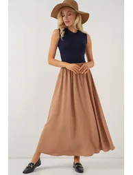BDART Textured Maxi Skirt with Drawstring Waist