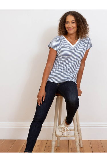 Coombe jersey top navy stripe