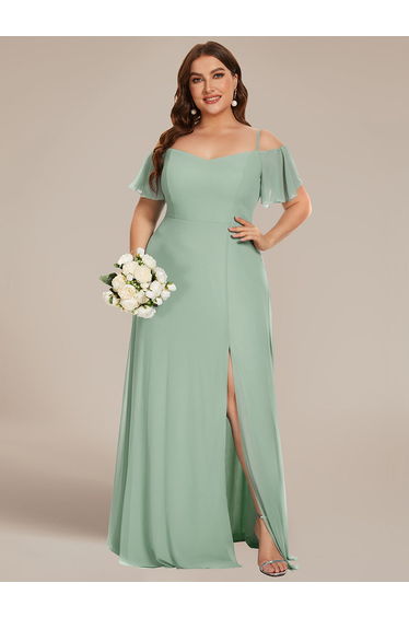 ever REYA|Stylish Cold Shoulder Flare Sleeves Flowy Bridesmaid Dress