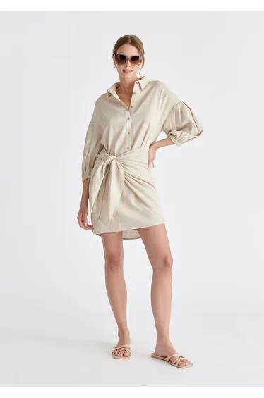 Linen Blend Shirt Dress