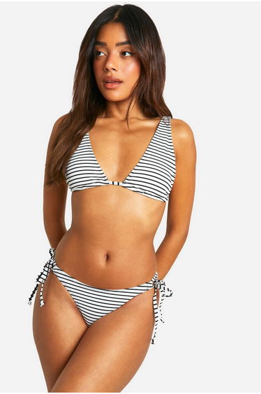Mono Stripe Rib Tie Side Bikini Brief