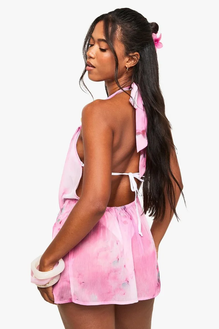 Tie Die Beaded Trim Mini Beach Dress - pink Boohoo Pink : Coverups : VogaCloset Bahrain Tie Die Beaded Trim Mini Beach Dress - pink Boohoo Pink : Coverups : VogaCloset Bahrain
