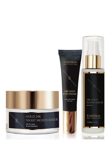 Eclatskin London Elixir Serum + 24K Gold Anti-Wrinkle Moisturiser + 24K Gold Under Eye Cream