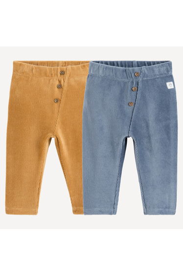 Pack of 2 Leggings in Ribbed Velour