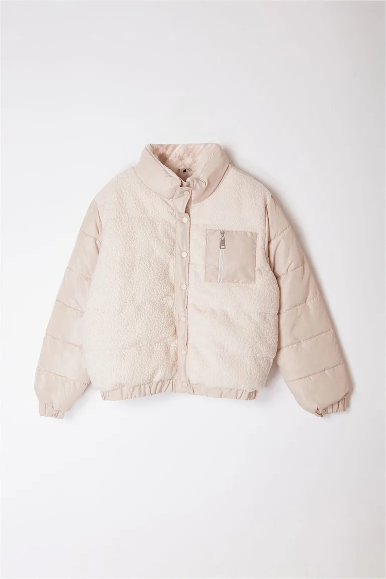 Ecru Regular Fit Pocket Detailed Boucle Jacket - 3