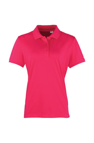 Premier Womens/Ladies Coolchecker Short Sleeve Pique Polo T-Shirt - Hot Pink
