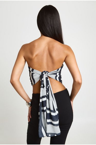 Mono Print Scarf Top - black product thumbnail 3