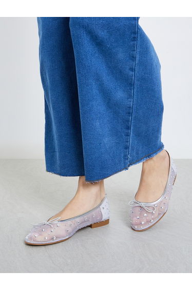 Silver Embellished Mesh Ballerina