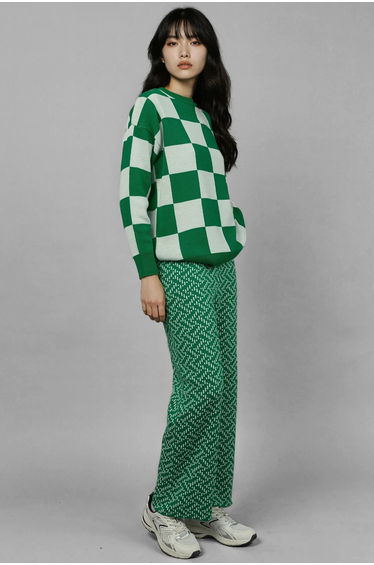 MY FASHION Patterned Pull-On Knit Pants with Elastic Waist
