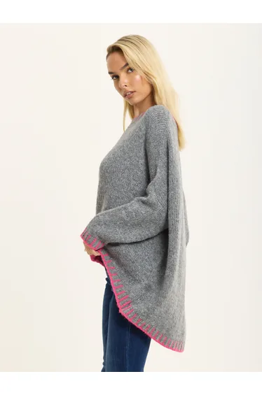 سترة ليكوريش رمادي محبوك بأكمام طويلة