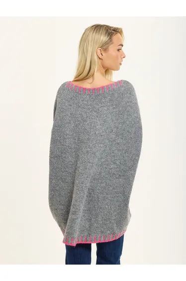 سترة ليكوريش رمادي محبوك بأكمام طويلة