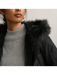 Cotton Mid-Length Parka with Hood and Zip Fastening - 2