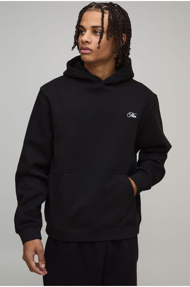 Relaxed Floral Japan Print Hoodie - black