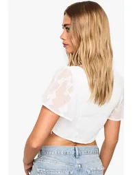 Burnout Angel Sleeve Milkmaid Top - white - 1